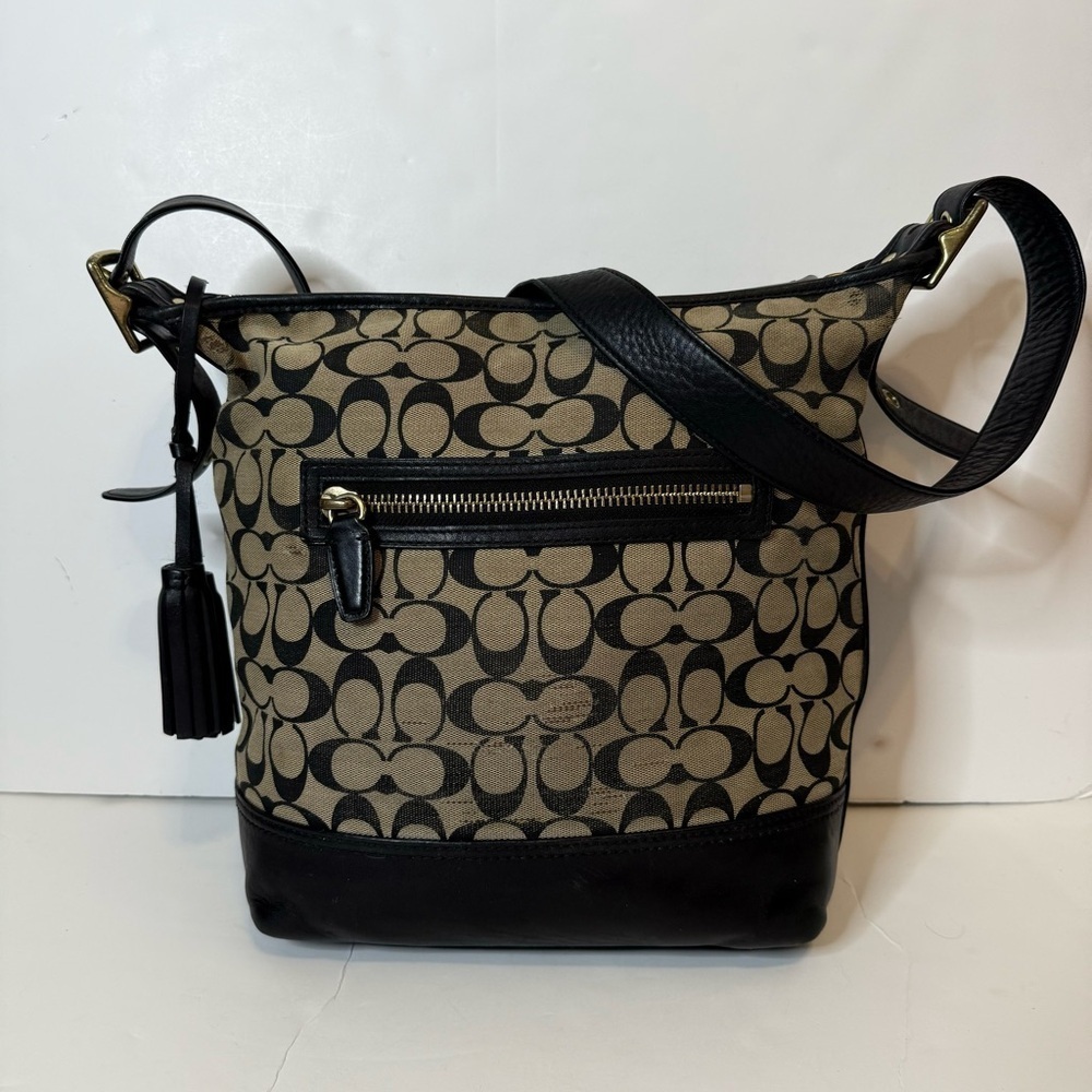 Coach Bleecker Black Legacy Duffle in Printed Signature C Logo Fabric Purse Bag - Picture 4 of 16